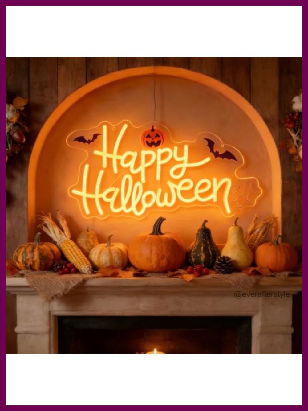 LED Neon Sign Happy Halloween Pumpkin Dimmable USB Powered Acrylic Wall Decor